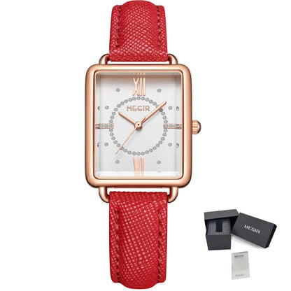 MEGIR Women Watch Luxury Fashion Leather Strap Ladies Quartz Wristwatch Casual Wristwatches Dress Clock Relogio Feminino 7027