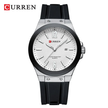 CURREN Fashion Minimalist Men's Watch with Date Display Casual Silicone Strap Quartz Wristwatches Luminous