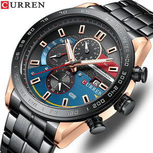 CURREN New Stylish Men's Watches Big Face 48mm Chronograph Dial Sport Quartz Wristwatches Luminous Hands Auto Date