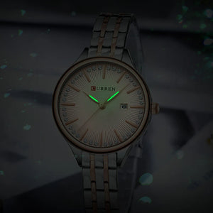 CURREN Simple Dress Wristwatches for Women Elegant Quartz Watch with Luminous Hands Auto Date Waterproof