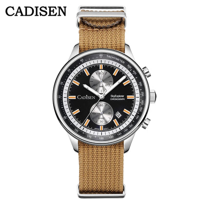 CADISEN 2026 New Mens Watches Luxury Quartz Watch For Man Chronograph MIYOTA 0S11 Men Waterproof Canvas Wristwatc Gift With Box