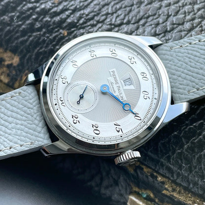 Spot goods NEW Pierre Paulin Jumping Hour Men Watch Salmon Dial Automatic St17 Mechanical Watch Vintage Bonklip bracelet