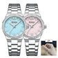 CURREN Luxury Elegant Wristwatches with Stainless Steel Band,Stylish Quartz Watch with Sparkling Rhinestone Dial for Gift