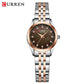 CURREN Ladies Watch with Two-Tone Stainless Steel Bracelet 28mm Dial with Rhinestones Markers Shimmering Shell Dial Elegant Idea