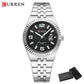 CURREN Women's Watch New Two- Tone Bracelet Quartz Wristwatch with Luminous Hands Luxury Shiny Dial with Stainless Steel Band