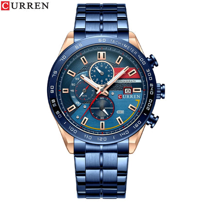 CURREN New Stylish Men's Watches Big Face 48mm Chronograph Dial Sport Quartz Wristwatches Luminous Hands Auto Date