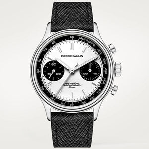 PIERRE PAULIN Retro 70‘s Vintage Panda Style Chronograph Mechanical Men's Complicated 38MM Small Luxury Classic Wrist Watch