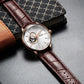 MEGIR Automatic Men's Watch Mechanical Movement Leather Strap Luxury Business Watches 5ATM Waterproof Big Dial Wristwatch 62057