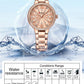 CURREN Quartz Wristwatches for Wommen Luxury Rhinestones Rose Dial Fashion Watches with Stainless Steel Band New