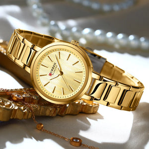 CURREN Sleek Simplicity Quartz Dial Watch for Women Slim Luxury Dial with Luminous Hands Wristwatch Ladies