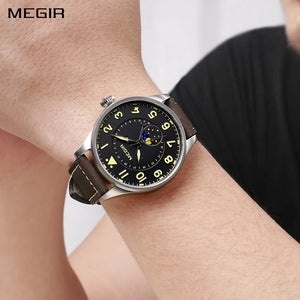MEGIR Fashion Sport Quartz Watches for Men Luxury Business Casual Wristwatch Waterproof Date Clock Moon Phase Reloj Hombre 4193