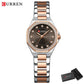 CURREN Luxury Elegance Watch for Women Simple Quartz Wristwatches with Sparkling Rhinestones Stainless Steel Bracelet Waterproof