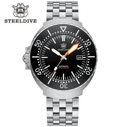 Steeldive SD1980 One-Piece Case 45MM Mens Diver Watch Automatic Mechanical BGW9 Luminous 1000M Waterproof Left Crown Watch