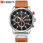 CURREN 8291 Mens Quartz Chronograph Watch Casual Leather Military Sport Fashion Gentleman Wristwatch
