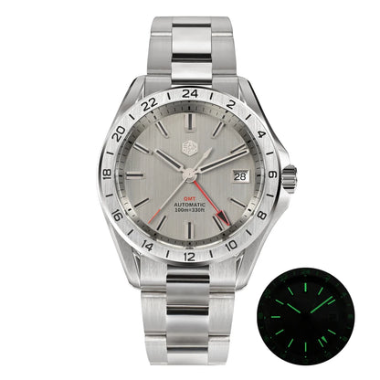 San Martin New 39mm Desert Texture Luxury Men Business Dress GMT Watch NH34 Automatic Mechanical Waterproof 100m Luminous SN0129