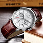 LIGE New Brown Leather Watch for Men Fashion Top Brand Luxury Men's Quartz Wristwatches Casual Waterproof Luminous Chronograph