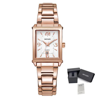 MEGIR Silver Women Watches Top Brand Luxury Waterproof Watch Bracelet Fashion Stainless Steel Bracelet Wristwatch for Women 1079