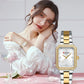 CURREN Luxurious Elegant Women's Watches Classic Rectangular Dial with Rhinestones Luminous Hands Waterproof
