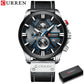CURREN Men's Chronograph Watch Quartz Movement Luminous Hands Casual Sport Watch for Men Auto Date Waterproof Clock