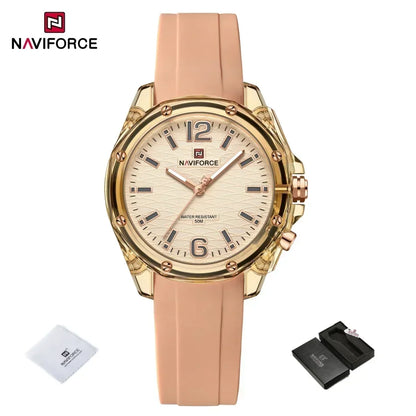 Women Watch NAVIFORCE Fashion Casual Quartz Watches Ladies Waterproof Wristwatch Silicone Band Girl Clock Relogio Feminino 6103