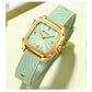 CURREN Elegant Simple Watch for Women Luxury Dress Square Dial Silicone Strap with Luminous Hands New Quartz Wristwatch