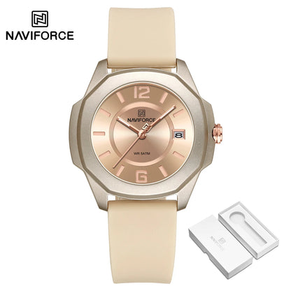 NAVIFORCE Ladies Watch For Women Silicone Strap Clock Quartz Wrist Watches for Women 5ATM Waterproof Casual Relogio Feminino
