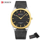CURREN Men's Minimalist No Seconds Hand Design Quartz Watch, Fashion Slim Lightweight Leather Strap Wristwatches 8480