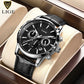 LIGE New Brown Leather Watch for Men Fashion Top Brand Luxury Men's Quartz Wristwatches Casual Waterproof Luminous Chronograph