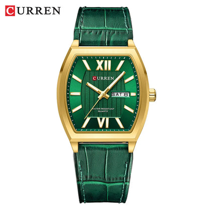 CURREN Elegant Men's Watch with Day-Date Display Formal Classic Quartz Wristwatch with Luminous Hands Casual Wear Gift for Him