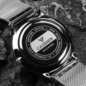 CADISEN Swiss Ronda 715 Quartz Watch Mans 7MM Ultra-thin Dial Sapphire Luminous Stainless Steel Milano Mesh Strap Watches Men
