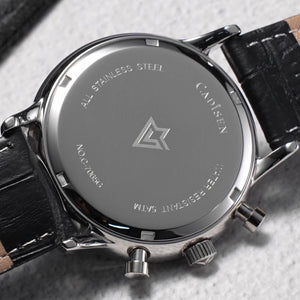 CADISEN Men Watch Quartz Luxury Brands MIYOTA 0S11 Movement Chronograph Sunburst Salmon Dial AR Coated Glass Waterproof Watches