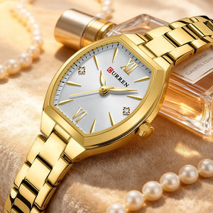 CURREN Silim Simple Quartz Watch for Women Luxury Vintage Wristwatch Luminous Hands Stainless Steel Bracelet Women's Dress Watch