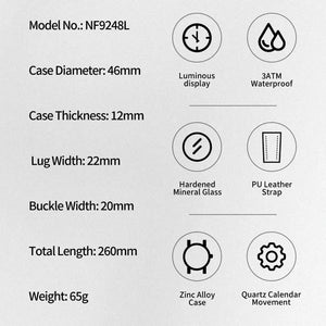 NAVIFORCE Quartz Dress Watch For Men Simple Original Leather Man Watches Waterproof Luminous Business Hand Calendar Clock Gift