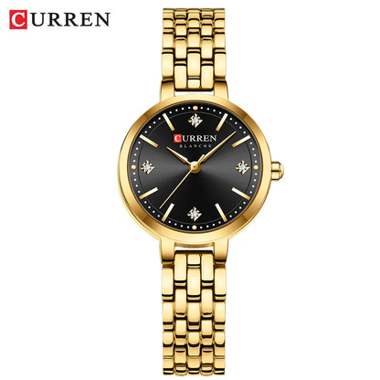 CURREN Luxury Women's Rhinestones Dial Quartz Watch Stainless Steel Band Stylish Elegant Ladies Wristwatches