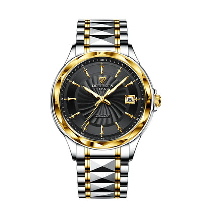LIGE Top Brand Luxury Automatic Mechanical Watches For Men Fashion Tungsten Steel Waterproof Sapphire Watch Men Reloj Hombre+BOX