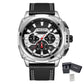 MEGIR Watches for Men Fashion Military Sport Watch Waterproof Date Quartz Casual Wristwatch with Chronograph Leather Strap 2128