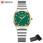 CURREN Luxury Classic Quartz Watch for Women Round Dial with Rhinestones Stainless Steel Bracelet Elegant Dress Wristwatch