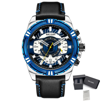 MEGIR Luxury Casual Men Watches Fashion Sports Military Wristwatch Calendar Luminous Quartz Chronograph Clock Montre Homme 2118