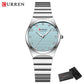 CURREN Luxury Classic Quartz Watch for Women Round Dial with Rhinestones Stainless Steel Bracelet Elegant Dress Wristwatch