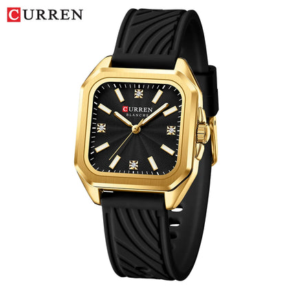 CURREN Chic Elegant Women's Watch Square Minimalist Dial with Luminous Hands Luxury Simple Quartz Wristwatch Ladies