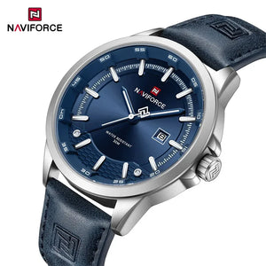 NAVIFORCE Luxury Brand Watch Alloy Case Leather Band Men Watches Quartz Sports Wristwatch Male Calendar Clock Gift reloj hombre