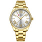 CURREN NEW Luxury Stainless Steel Wristwatches for Ladies Romantic Rose Pink with Rhinestones Roman Numeral Dial