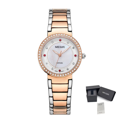 MEGIR Fashion Stainless Steel Women Bracelet Quartz Watches Elegant Business Ladies Clock Female Sport Wristwatch Reloj Mujer