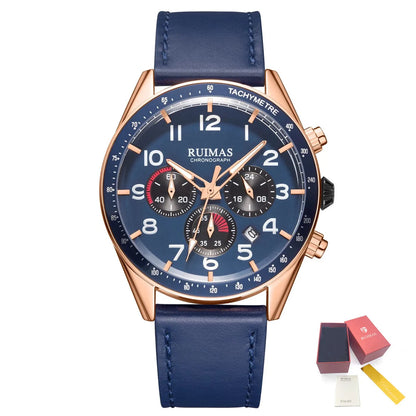 RUIMAS Luxury Brand Chronograph Watches for Men Fashion Leather Sports Military Wristwatch Luminous Clock Auto Date Reloj Hombre