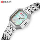 CURREN Elegance Dress Women's Watch with Rectangle Dial Silvery Stainless Steel Bracelet Vintage Minimalist Quartz Wristwatch