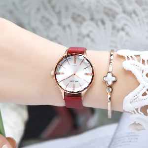 MEGIR Luxury Woman Wristwatch Elegant Waterproof Leather Strap Female Quartz Watches Diamond Dress Clock Gifts for Ladies 4213
