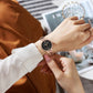 CURREN Quartz Wristwatches for Wommen Luxury Rhinestones Rose Dial Fashion Watches with Stainless Steel Band New