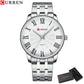 CURREN New Simple Style Stainless Steel Wristwatches for Men Luxury Brand Business Quartz Watch with Roman Numbers
