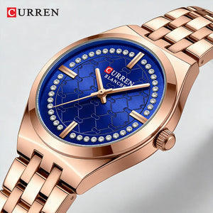 CURREN Designer Style Watch for Women Elegant 32mm Dial with Rhinestones Stainless Steel Band  Luxury Dress Ladies Wristwatch
