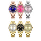 CURREN NEW Luxury Stainless Steel Wristwatches for Ladies Romantic Rose Pink with Rhinestones Roman Numeral Dial